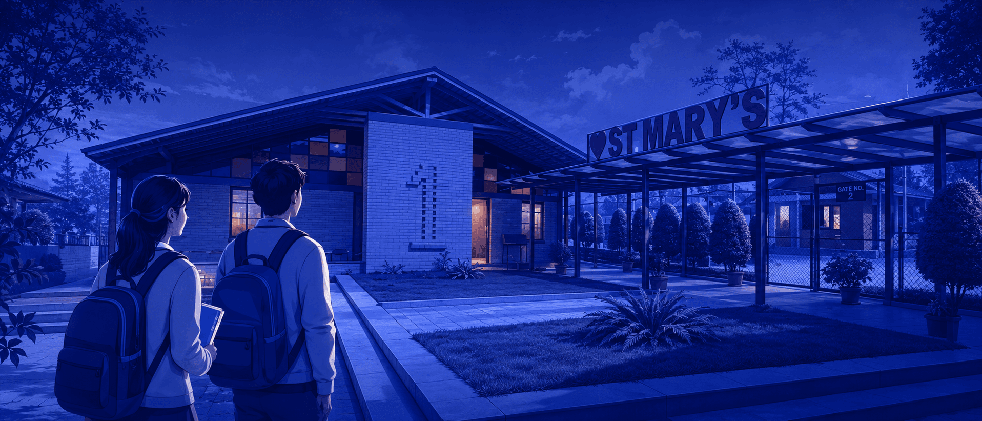St. Mary's PU College campus entrance illustration